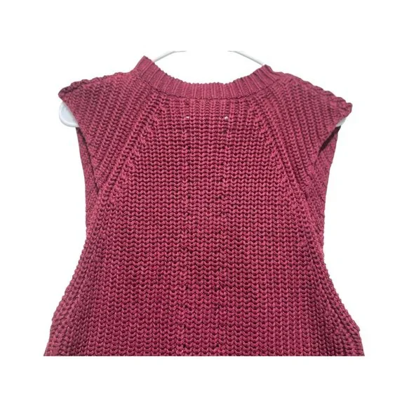 By Malene Birger Chunky Knit Linen Long Vest Womens Small Red Preppy Fisherman - Picture 16 of 16